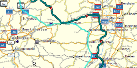 Overzicht van de routes van Waals-Brabant naar Duitse Moezel en Zwarte Woud