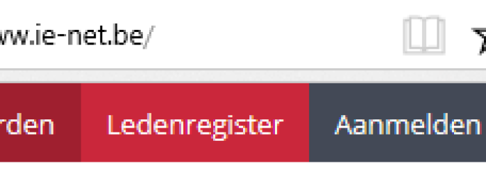 Ga naar www.ie-net.be en klik rechtsboven op "Aanmelden"